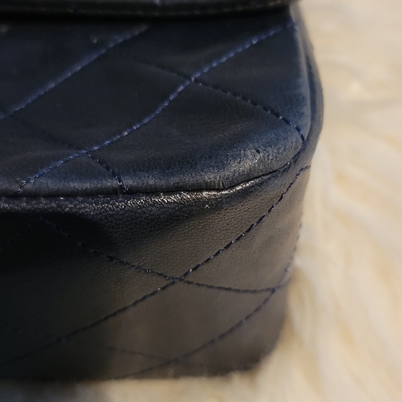 Chanel Quilted Lambskin Dark Blue Classic Double Flap Medium Bag Gold Hardware - Picture 8 of 16